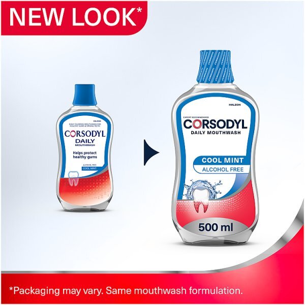 Corsodyl Daily Alcohol Free Mouthwash Cool Mint 500ml