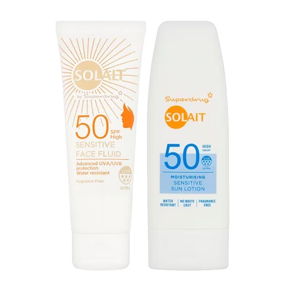 Solait Sensitive SPF50 Face and body spray bundle