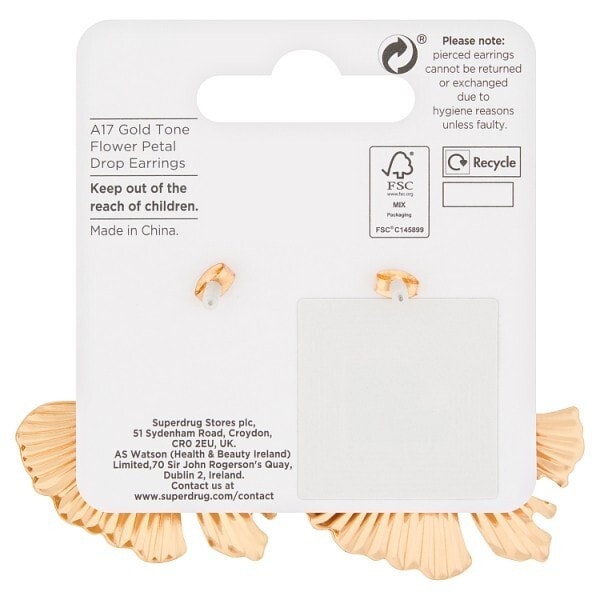 Superdrug Gold Tone Flower Petal Drop Earrings