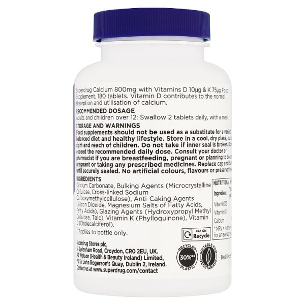 Superdrug Calcium & Vitamin D & K 180s