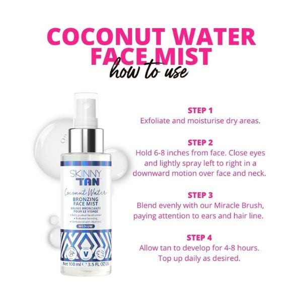 Skinny Tan Coconut Water Bronzing Face Mist Ha+Vit C 100Ml