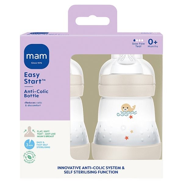 MAM Easy Start Bottles in Grey 160ml 2 Pack