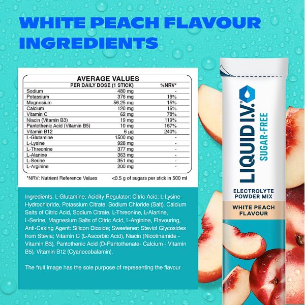 Liquid I.V. Sugar Free White Peach 6 Sticks