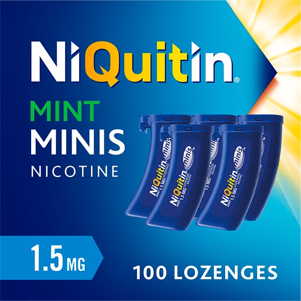 NiQuitin Minis Mint 1.5mg, 100 Lozenges- Quit Smoking Aid