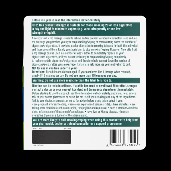 Nicorette Cools 2Mg Fruit Lozenges 80S (Stop Smoking)