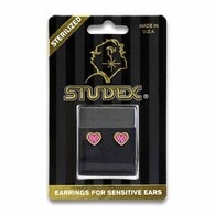 Studex 24ct Gold Plated Heart Pink Glitter Earrings