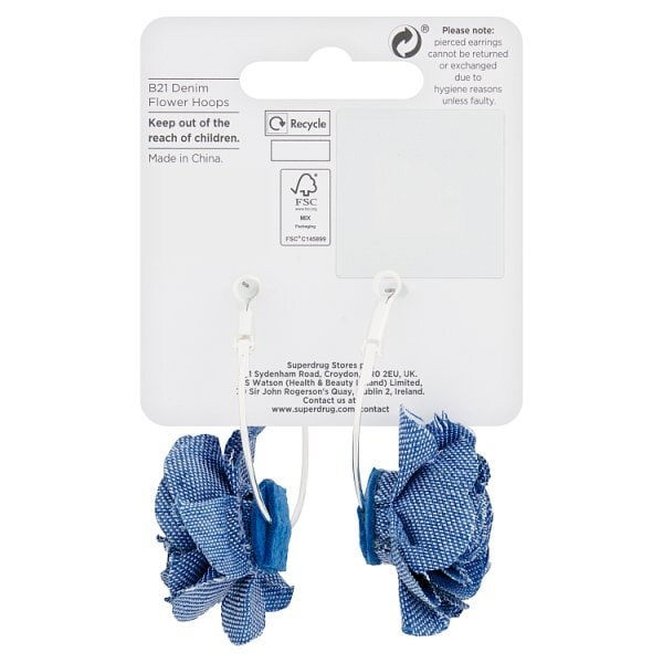 Superdrug Denim Flower Hoops