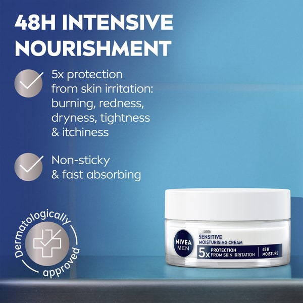 NIVEA MEN Sensitive Intensive Face Cream Moisturiser 50ml