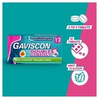 Gaviscon Double Action Tabs Heartburn Indigestion Mint 12s