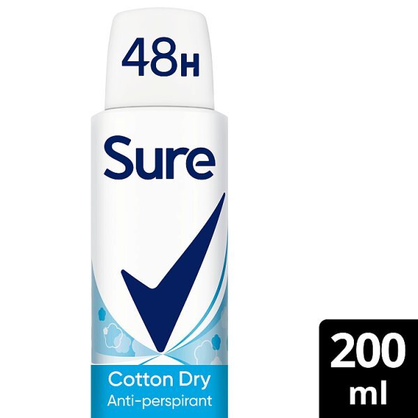 Sure Antiperspirant Deo Aerosol Essential Cotton Dry 200ml