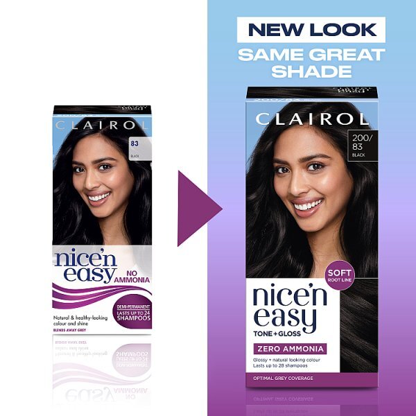 Clairol Nice'n Easy Tone+Gloss Semi-Permanent Hair Dye 200/83 Black