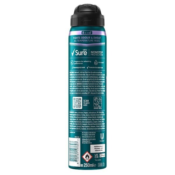 Sure Men Nonstop Protection Active Dry Anti-Perspirant Aerosol 250 ml