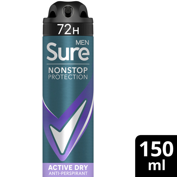 Sure Men Nonstop Protection Active Dry Anti-Perspirant Aerosol 150 ml