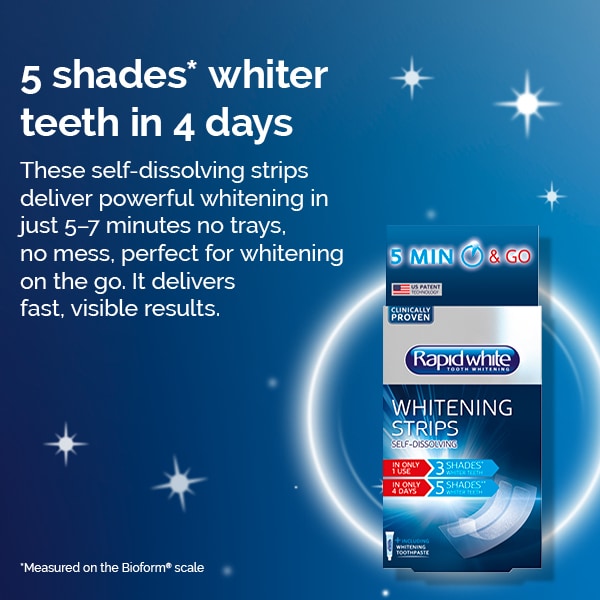 Rapid White 5-Minute Whitening Strips Self-Dissolving