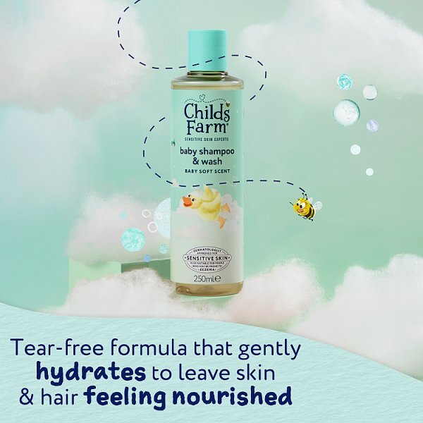 Childs Farm Baby Shampoo & Wash, Baby Soft Scent 250Ml