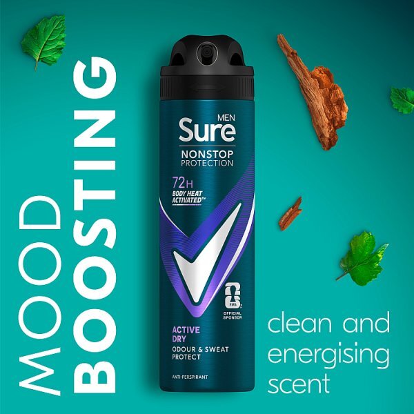 Sure Men Nonstop Protection Active Dry Anti-Perspirant Aerosol 150 ml