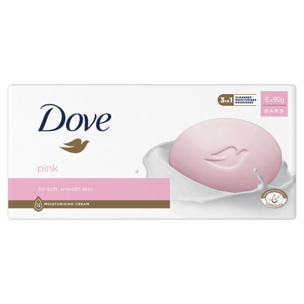 Dove Pink Beauty Bar Soap 1/4 Moisturising Cream 6 X 90G