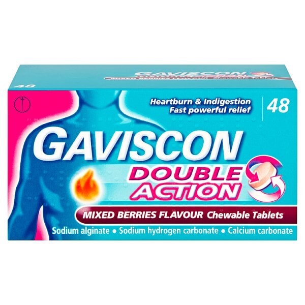 Gaviscon Heartburn Double Action Mixed Berry Tablets X48