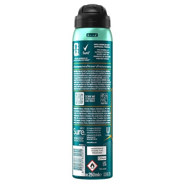 Sure Men Nonstop Protection Cobalt Dry Anti-Perspirant Aerosol 250Ml