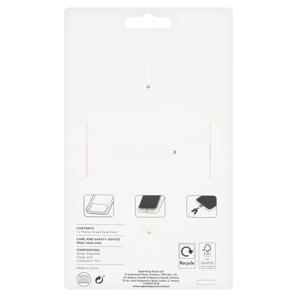 Superdrug Phone Strap Mono Print