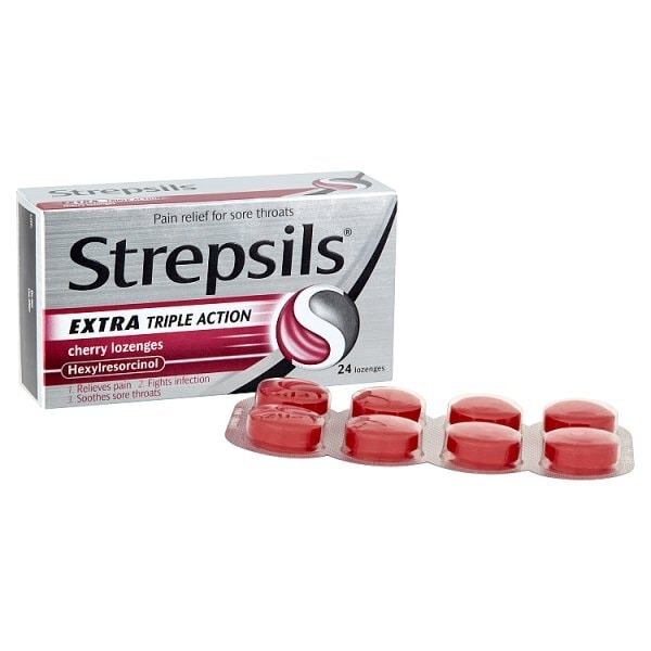 Strepsils Extra Cherry Throat & Pain Relief Lozenges 24s