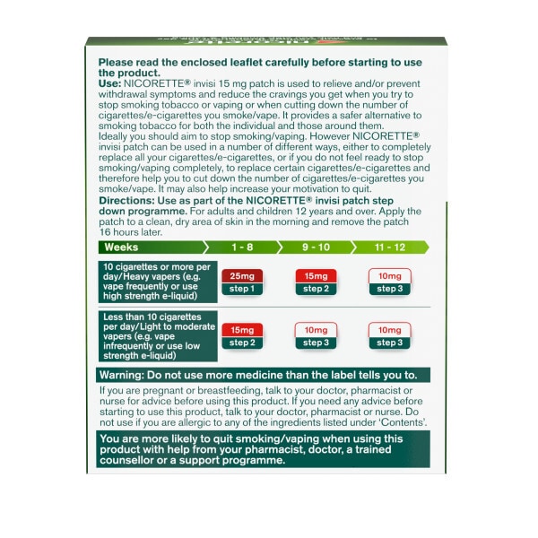 Nicorette invisi Nicotine Patch 15mg 7 Step2 (Stop Smoking)