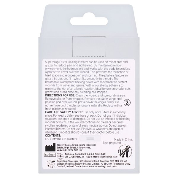 Superdrug Faster Healing Hydrocolloid Waterproof Plasters 16