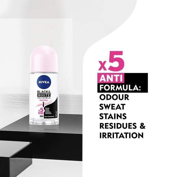 NIVEA Black & White Anti-Perspirant Roll-On Deodorant 50ml