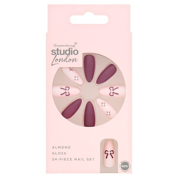 Studio London Burgunday Bow Nails