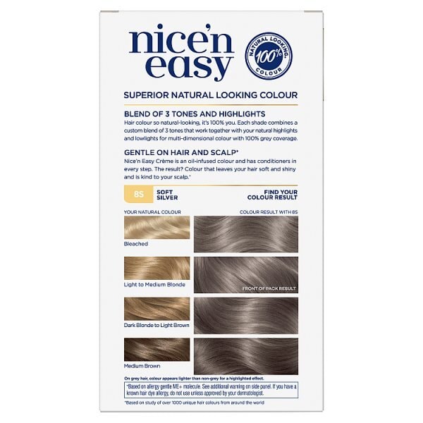 Clairol Nice'n Easy Hair Dye,  8S Soft Silver