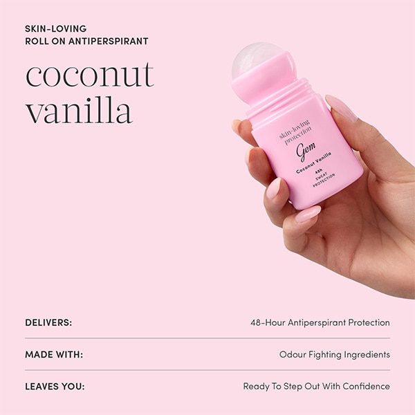 Gem Skin-Loving Roll On Deodorant: Coconut Vanilla 50ml