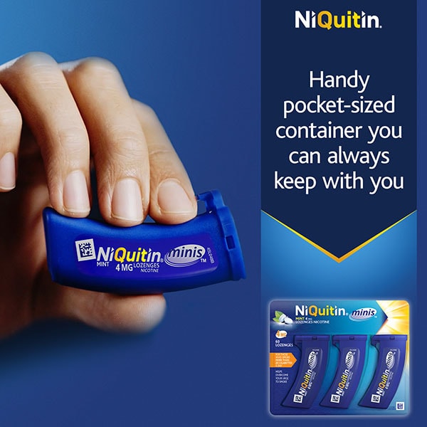 NiQuitin Minis Mint 4mg, 60 Lozenges- Quit Smoking Aid