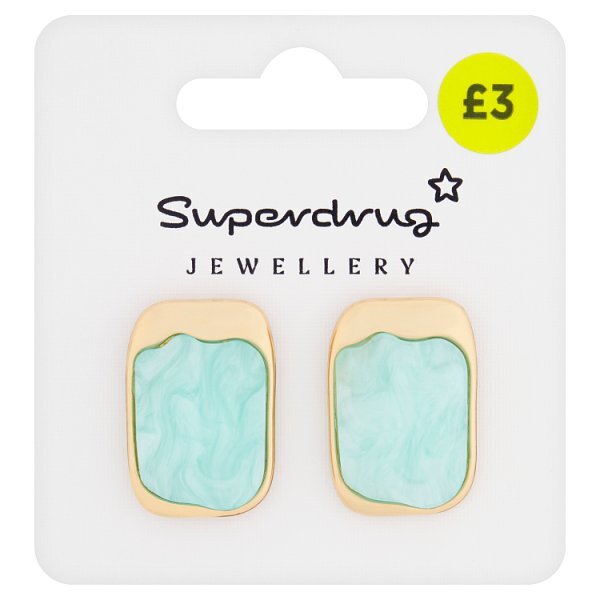 Superdrug Blue Square Stud Earrings