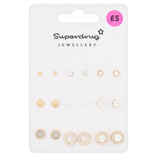 Superdrug Gold Tone Stud 9pk
