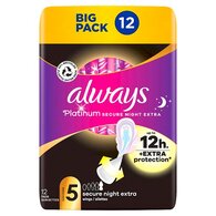 Always Platinum Secure Night Extra Size5 Sanitary Towels x12