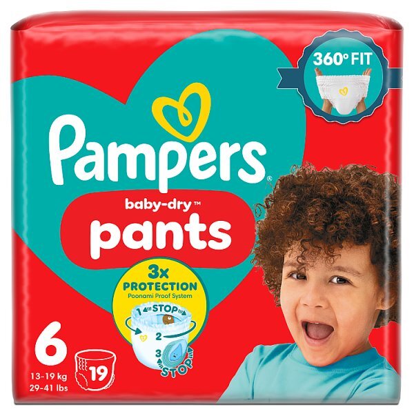 Pampers Baby-Dry Nappy Pants Size 6 Nappies Carry Pack x19