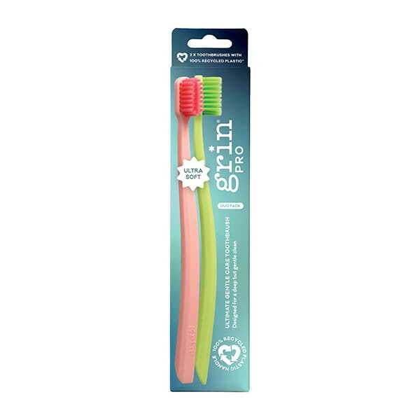 Grin Pro Ultimate Gentle Care Toothbrush 2Pk Ultra Soft