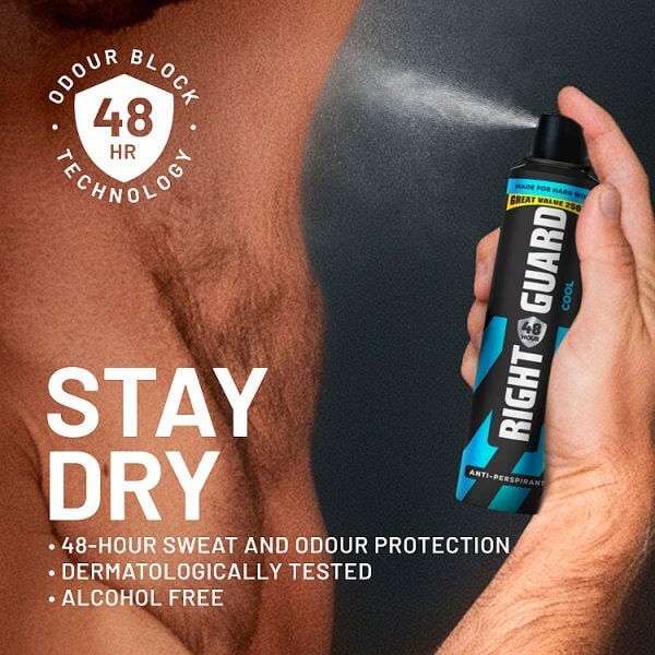 Right Guard Men 48h Anti-Perspirant Deodorant, Cool 250ml