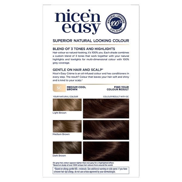 Clairol Nice'n Easy Hair Dye 5C Medium Cool Brown