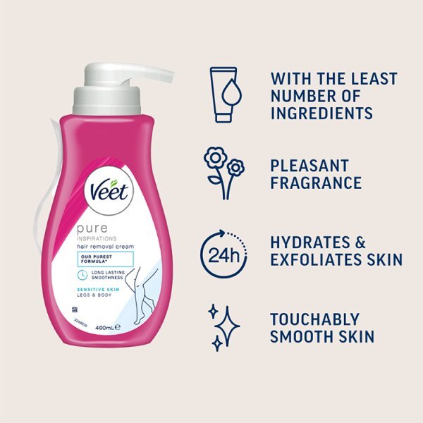 Veet Pure Hair Removal Cream Legs & Body Sensitive 400ml