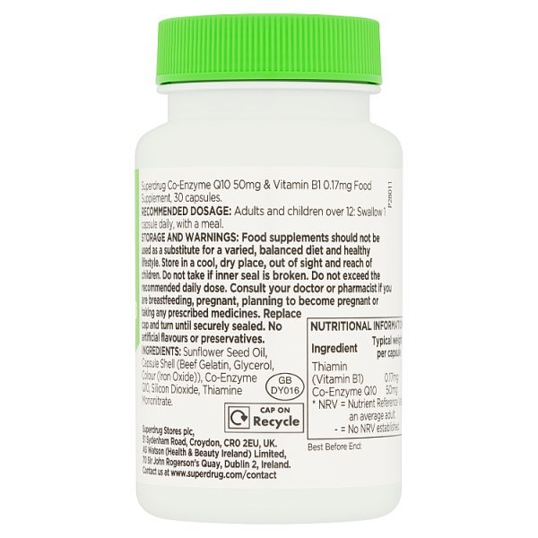 Superdrug Co-enzyme Q10 50mg With B1 30s