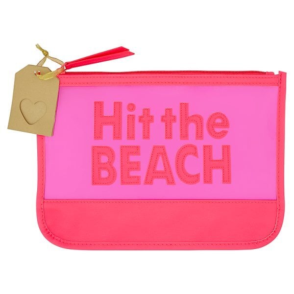 Superdrug Hit Beach Pvc Flat Pouch Neon Pink