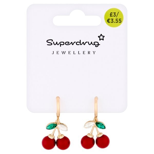 Superdrug Cherry Diamante Drop Earrings