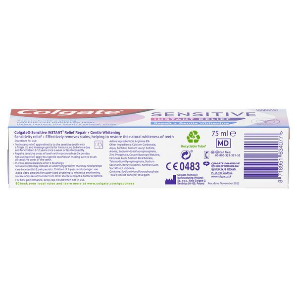 Colgate Sensitive Relief Gentle Whitening  Toothpaste 75ml