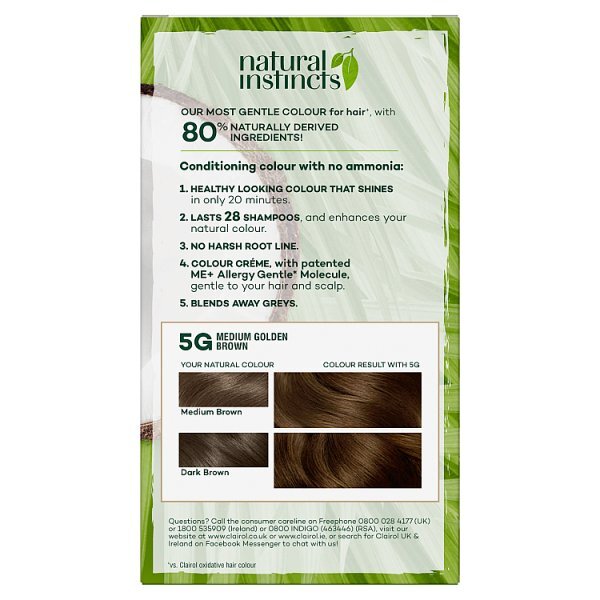 Clairol Natural Instincts Hair Dye 5G Medium Golden Brown