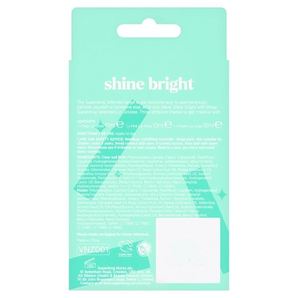 Selected By Superdrug Shine Bright Lip Gloss Trio Gift Set