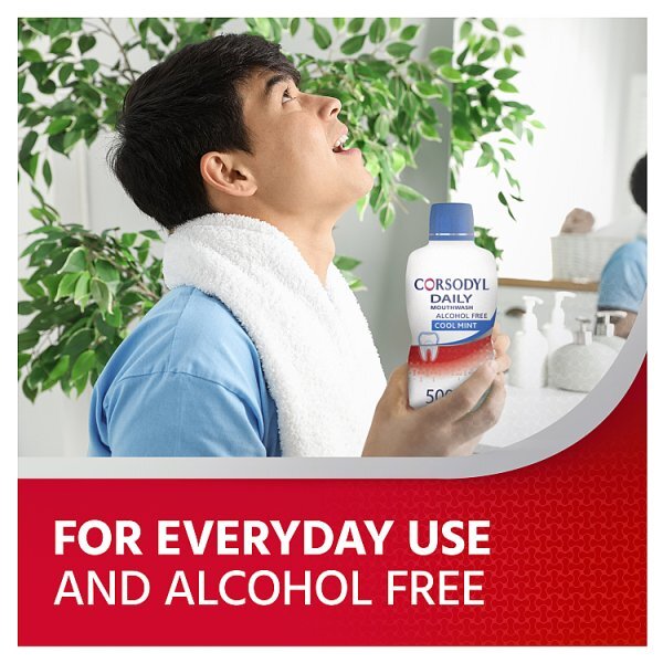 Corsodyl Daily Alcohol Free Mouthwash Cool Mint 500ml