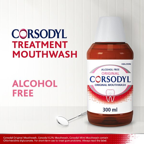 Corsodyl Medicated Mouthwash, Original, Alcohol Free 300ml