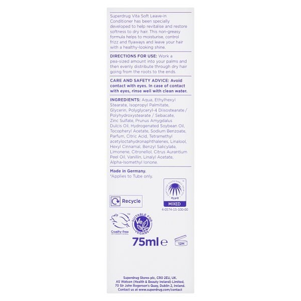 Superdrug Vita Soft Leave In Conditioner 75ml