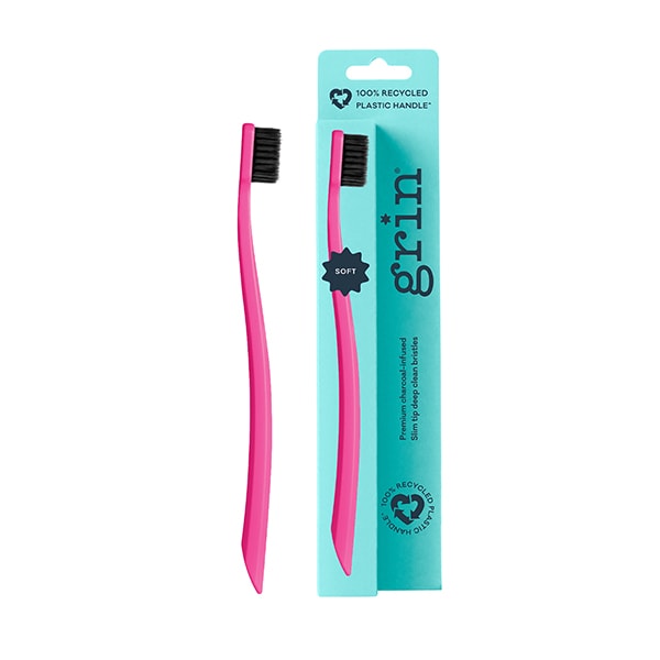 Grin 100% Recycled Toothbrush 1Pk Soft Fuschia